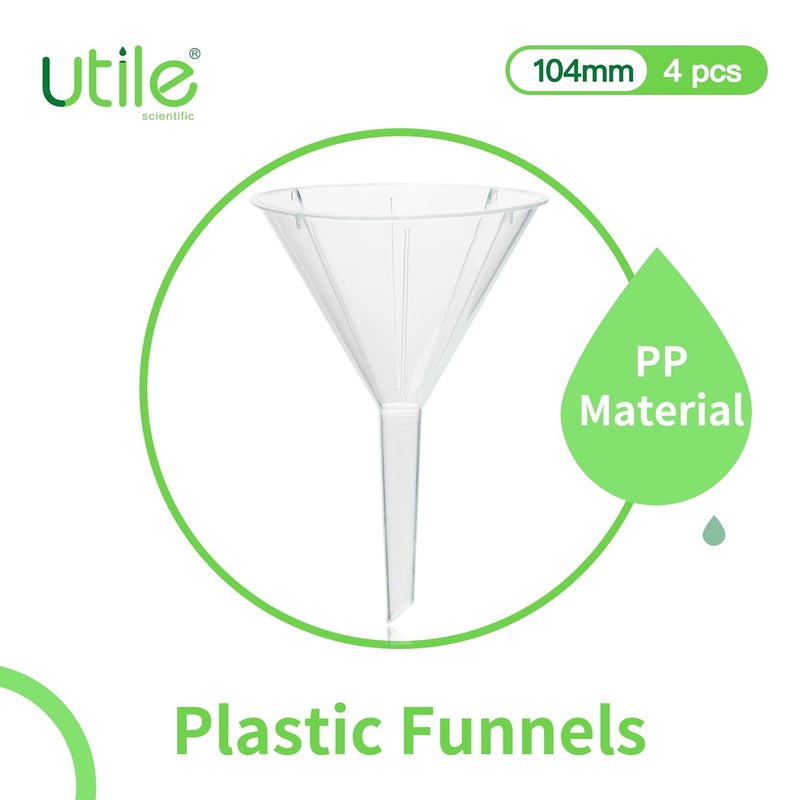 UTILE 4pcs Plastic Analytical Funnel Set, PP Material, Top Diameter 84mm, Small Funnel for Lab Bottles, Recreational Activities, 4512.0016.4 - Image 2